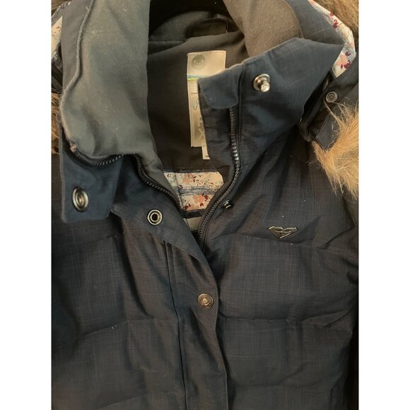 Roxy Jonah Bright 10K Navy Jacket w removable hood. Insulated, waterproof Sz S - Picture 9 of 12